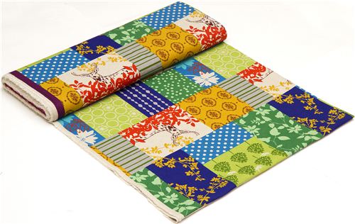 echino Canvas Stoff forest Wald Hirsch Eule orange 3