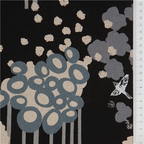 black echino canvas fabric with metallic silver dots Fabric by