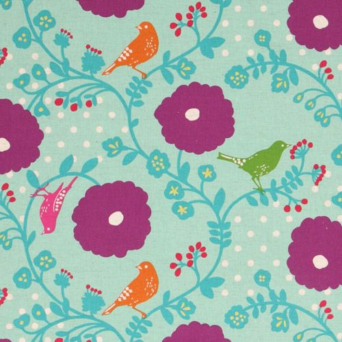 echino Canvas Stoff Blumen türkis Japan Etsuko Furuya 1