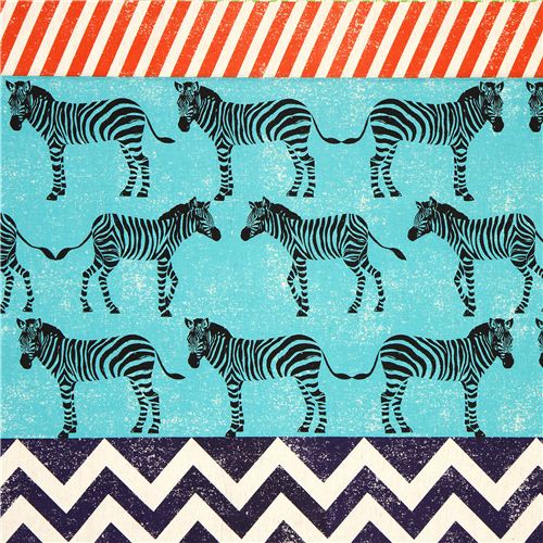 echino canvas fabric turquoise zebras & stripes Japan 1
