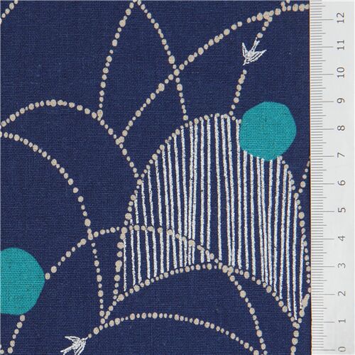 echino canvas laminate fabric with navy blue and metallic silver ...