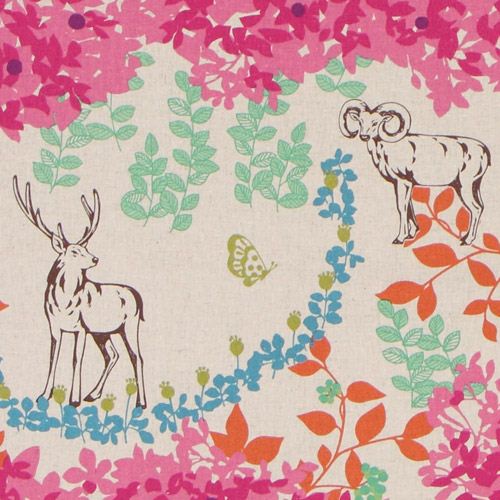 echino laminate fabric woodland stag pink from Japan 1