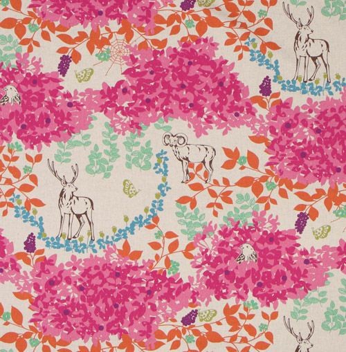 echino laminate fabric woodland stag pink from Japan 2
