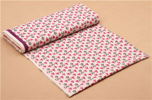 echino natural color canvas fabric pink triangle antelope from Japan 3