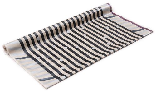 echino natural color canvas laminate fabric black silver stripe dots from Japan 3