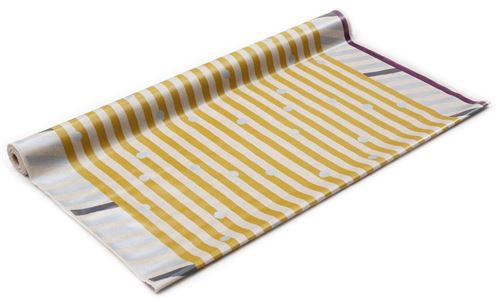 echino natural color canvas laminate fabric yellow silver stripe dots from Japan 3