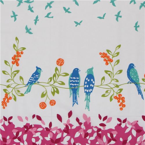 echino nylon Kokka fabric birds pink from Japan 1