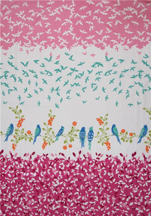 echino nylon Kokka fabric birds pink from Japan 2