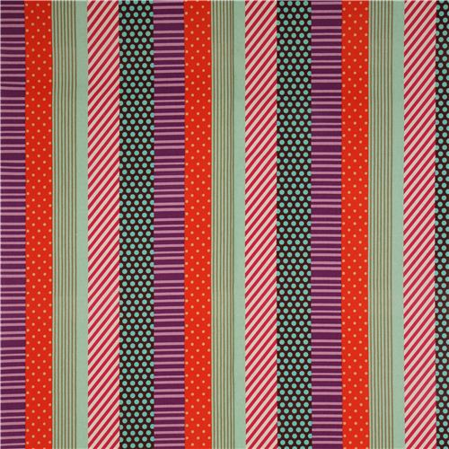 echino poplin stripes fabric kikka brown-purple-turquoise 2