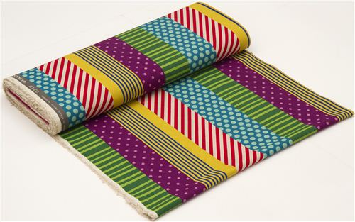 echino poplin stripes fabric kikka yellow-red-blue 3