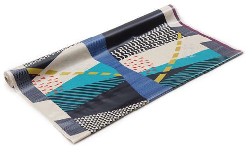 echino sea green blue natural color canvas laminate fabric bird from Japan 3
