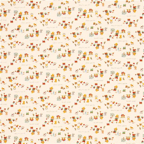 ecru Canvas Pinochio fairy tale fabric Kokka 2