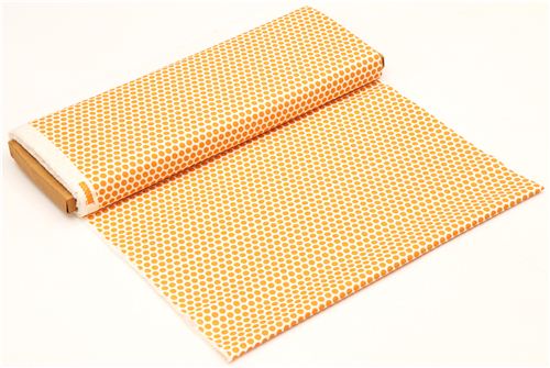 ecru birch organic fabric from the USA orange dots 3