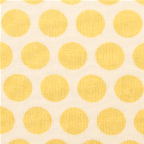 ecru birch organic fabric from the USA yellow dots 1