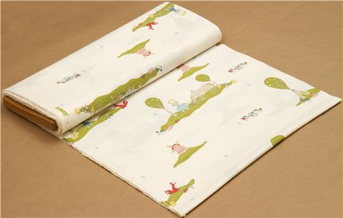 ecru birch Bio-Stoff mit Kinder, Pferd und Windm�hle 3
