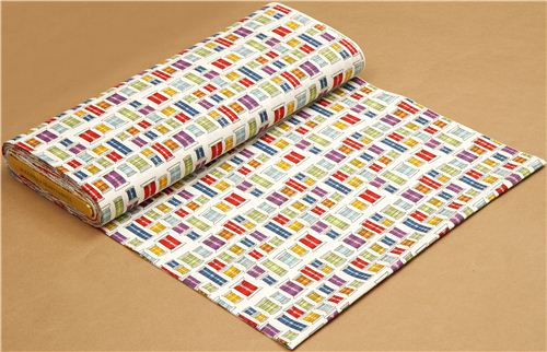 ecru fabric by Alexander Henry with colourful thread spools 3