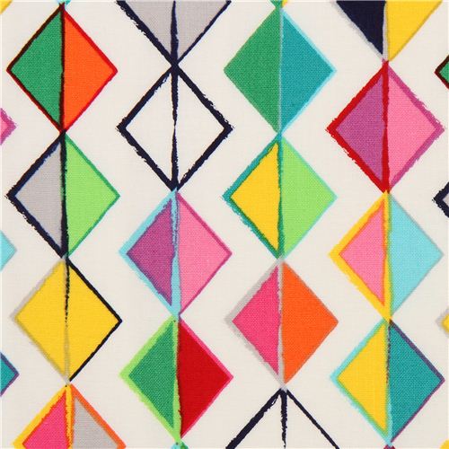 eggshell white and colorful triangle rectangle fabric by Robert Kaufman USA Fabric