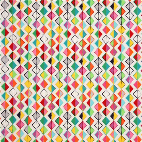 eggshell white and colorful triangle rectangle fabric by Robert Kaufman USA 2