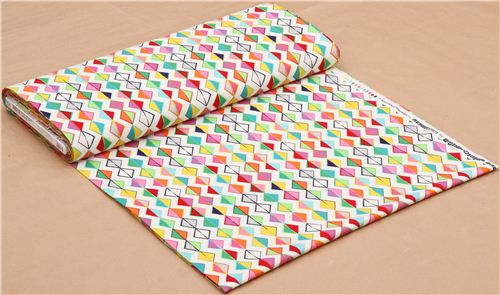 eggshell white and colorful triangle rectangle fabric by Robert Kaufman USA 3