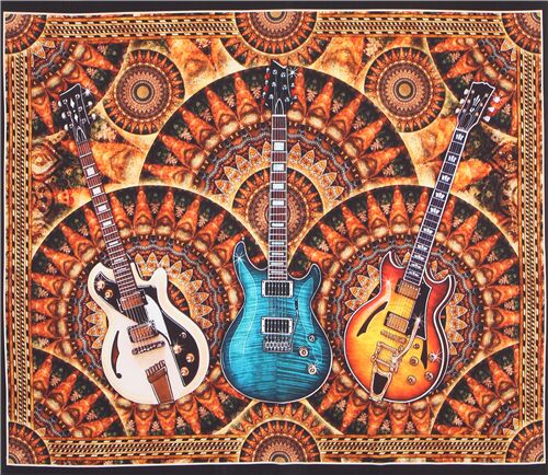 electric guitar panel fabric by QT Fabrics Fabric