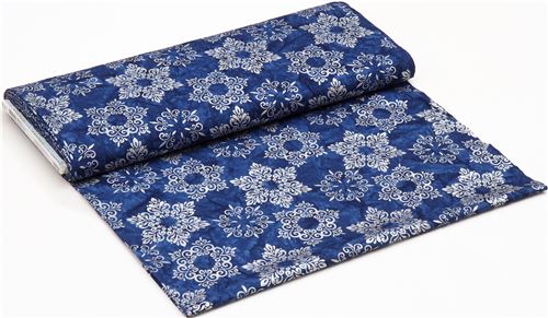 embellished Robert Kaufman Christmas Batik fabric with snowflakes - modeS4u
