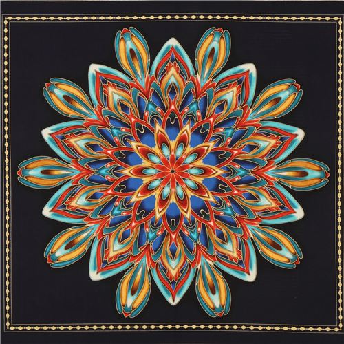 embellished Robert Kaufman flower panel fabric 1