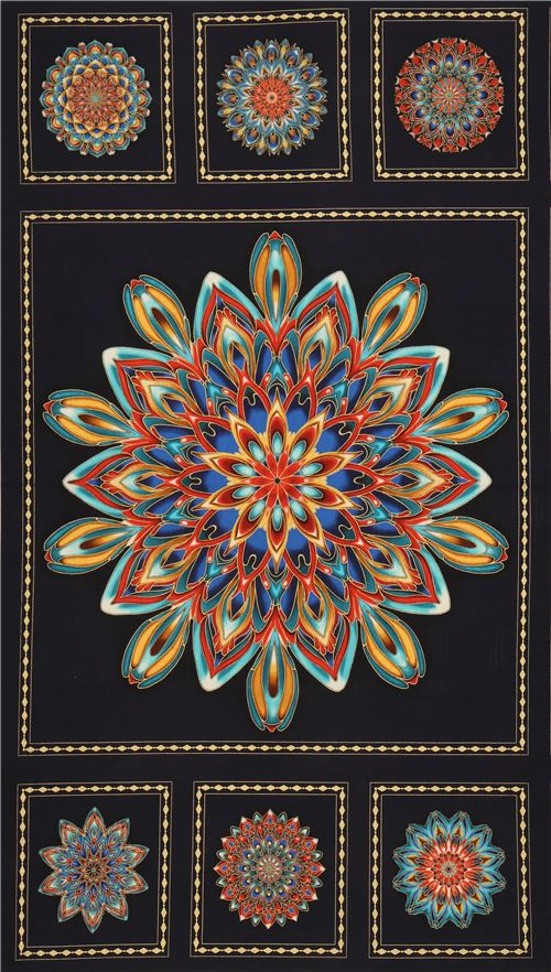 embellished Robert Kaufman flower panel fabric Fabric by Robert Kaufman