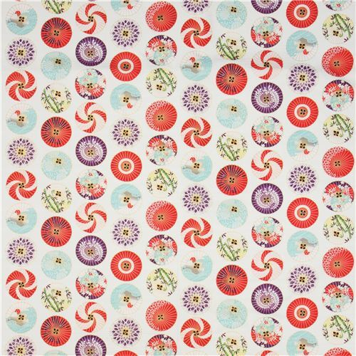 Remnant 21 cm embellished laminate fabric from Japan with umbrellas