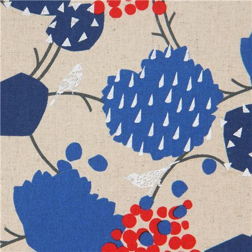 embellished natural color echino canvas fabric with shapes Fabric