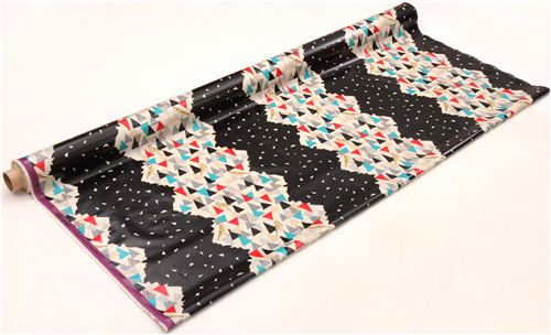 extra wide black echino bird triangle laminate poplin fabric  6