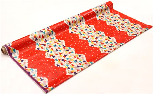 extra wide red echino bird triangle laminate poplin fabric 5