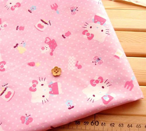 kawaii Hello Kitty fabric kawaii cute Hello Kitty Sanrio fabric Japan Stoff Punkte dots