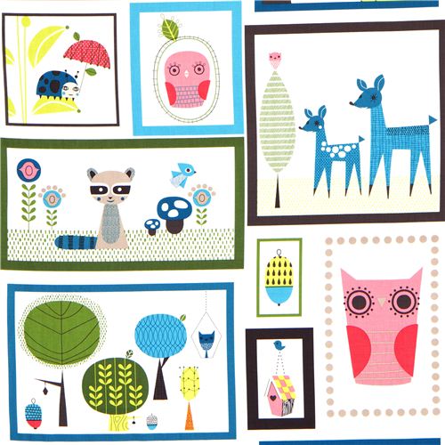 Tissu animaux dans rectangles Bermuda Robert Kaufman Tissu