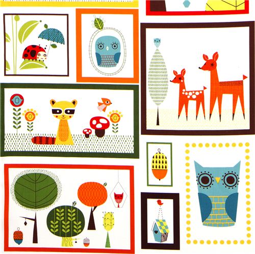 Tela de Animales con Rectángulos Retro Robert Kaufman Tela