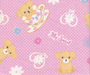 pink kawaii fabric with baby dogs