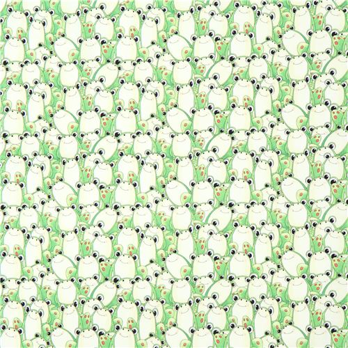 fabric cute green frog animal Quilting Treasures  2