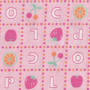 pink kawaii fabric with fruits 0,5m