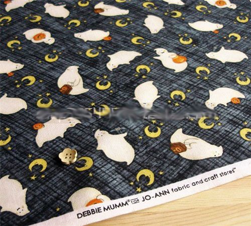 Halloween fabric ghost Halloween fabric orange ghost Geist latern Laterne Stoff stars Sterne Mond moon