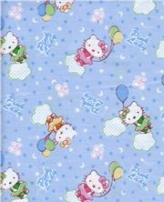 blue kawaii fabric with Hello Kitty and balloons
