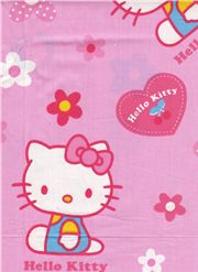pink kawaii fabric with Hello Kitty and flowers 0.5m
