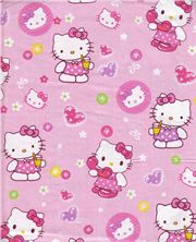 rose kawaii fabric with Hello Kitty and flowers 0.5m