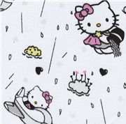 white kawaii Hello Kitty Fabric Rain Clouds