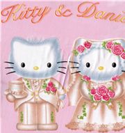 pink kawaii fabric with Hello Kitty Wedding 0.5m