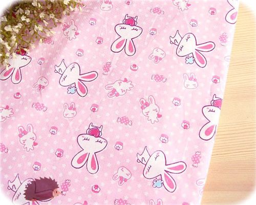 kawaii Love Bunny fabric kawaii cute Love Bunny fabric bunnies Hasen Stoff pink cupcake stars Sterne