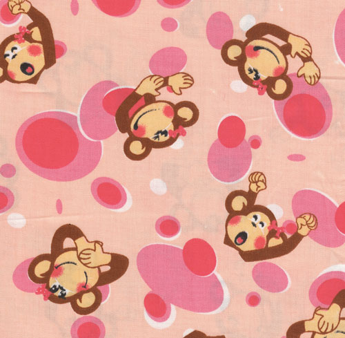 pink kawaii fabric with monkeys 0.5m - Kawaii Fabric - Fabric - Kawaii ...