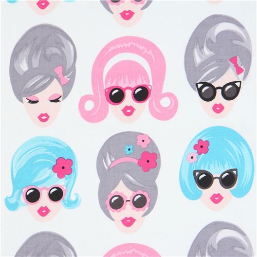 fabric of women with retro hairstyles by Michael Miller fabric Fabric