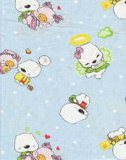 blue kawaii fabric with dogs and animals