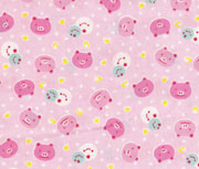 pink kawaii fabric with piggies
