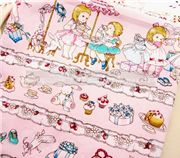 pink dolls fabric cake rose half yard