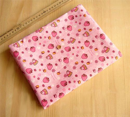kawaii cute strawberry fabric Japan Erdbeere Stoff mushroom Pilze Herzen hearts